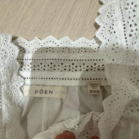 Doen Tillie White Lace Button Tank Top in White Size XXS - Picture 4 of 5